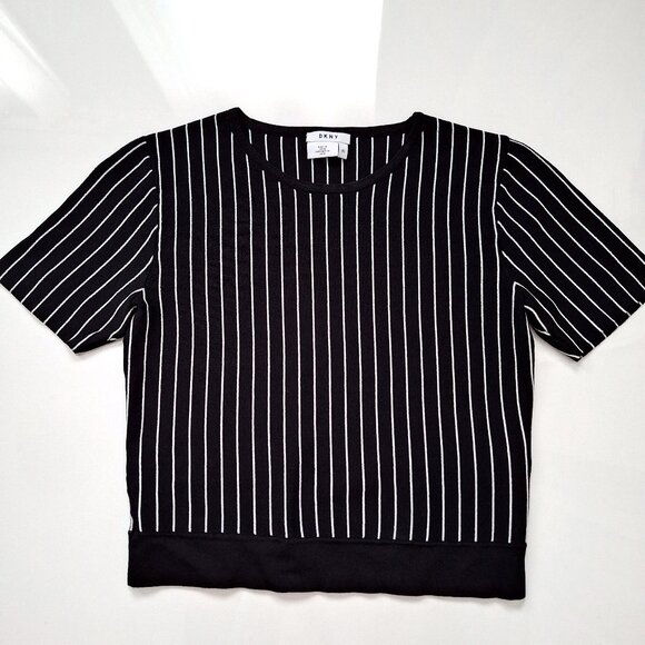 DKNY Black and White Striped Top - Picture 1 of 6